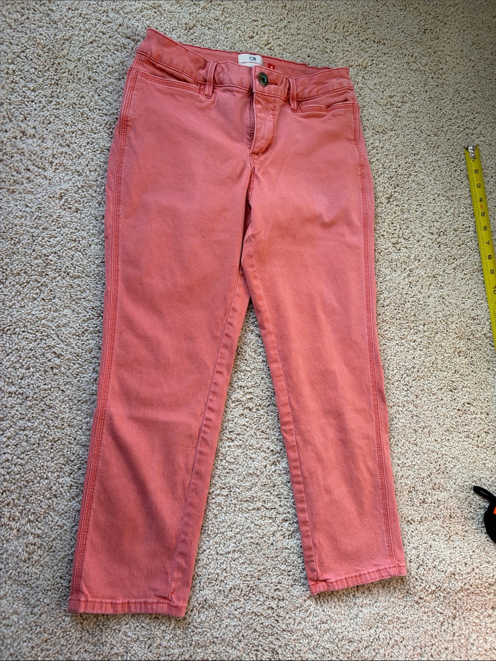 Christopher Blue Straight-Leg Jeans in Coral Pink